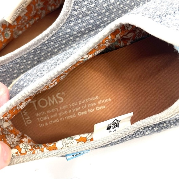 TOMS Palmera Espadrille Chambray Polkadot Slip On Loafer Laceless Sneaker Shoe - Picture 7 of 7
